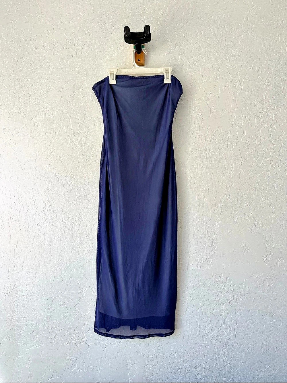 wild fable Women's Navy Mesh Tube Bodycon Midi Dress Blue Medium
